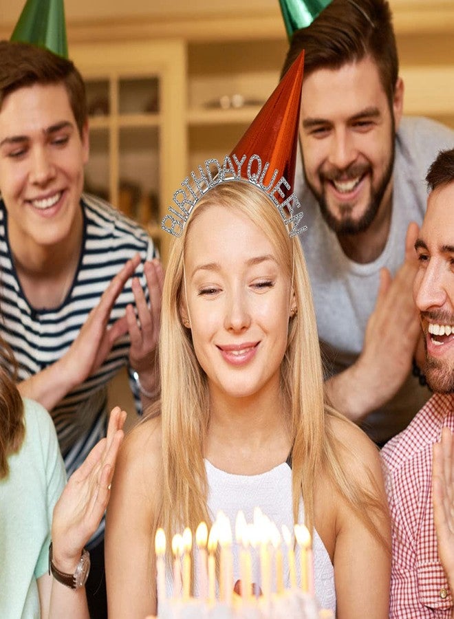 أوبري تاج عيد ميلاد أوبري - تاج فضي للبنات والسيدات - طوق رأس مرصع بأحجار الراين على شكل تاج أميرة - إكسسوار عيد ميلاد سعيد - Image 4
